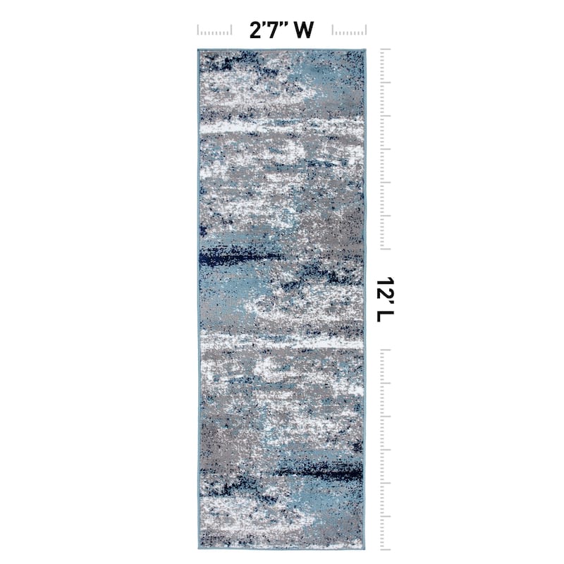 World Rug Gallery Distressed Abstract Watercolor Area Rug