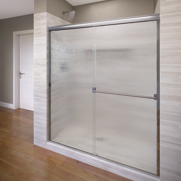 Basco 3500-44SRN Classic 64-1/2" High x 44" Wide Bypass Framed Shower Door with Rain Glass
