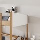 preview thumbnail 7 of 12, Twin Size Loft Bed Natural Bed Frame with Ladder, Guardrails, Underbed Desk, Teddy Fleece Fabric Headboard Footboard for Student