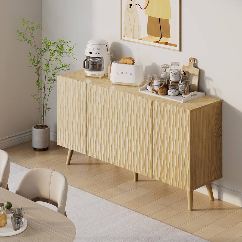 EROMMY 58" Accent Storage Cabinet with Adjustable Shelves, Sideboard Buffet with Doors for Living Room