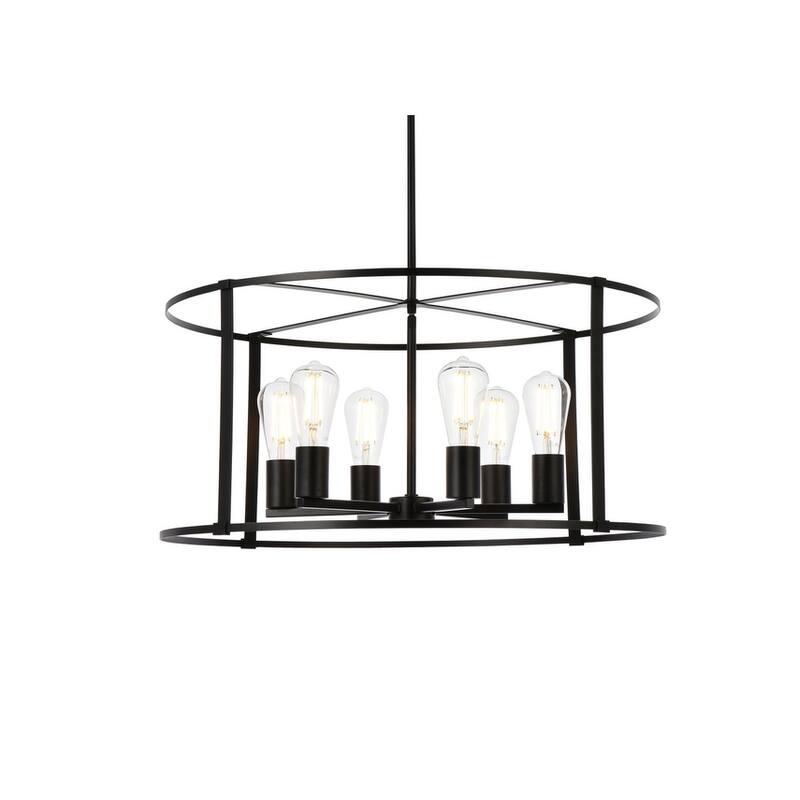 Aria 6 Light Pendant in black - 26 Inch