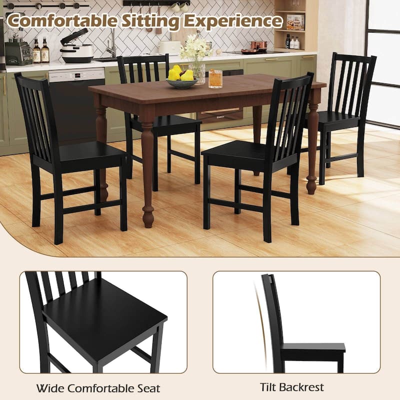 Costway Rustic Dining Chairs Set of 4 with Slat Tilt Backrest, Wide - See Details