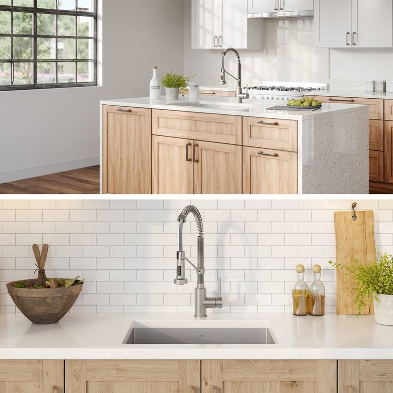 Kraus 3-in-1 Set Undermount Kitchen Sink, Pulldown Faucet, Dispenser
