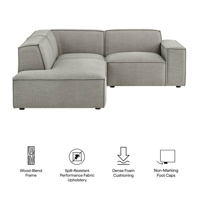 Restore 3-Piece Performance Fabric Upholstered Modular L-Shaped Sectional Sofa