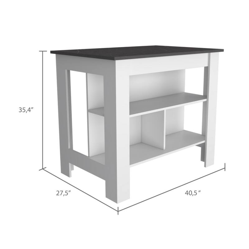 White and Onyx 2-Piece Kitchen Set, Kitchen Island and Pantry Cabinet