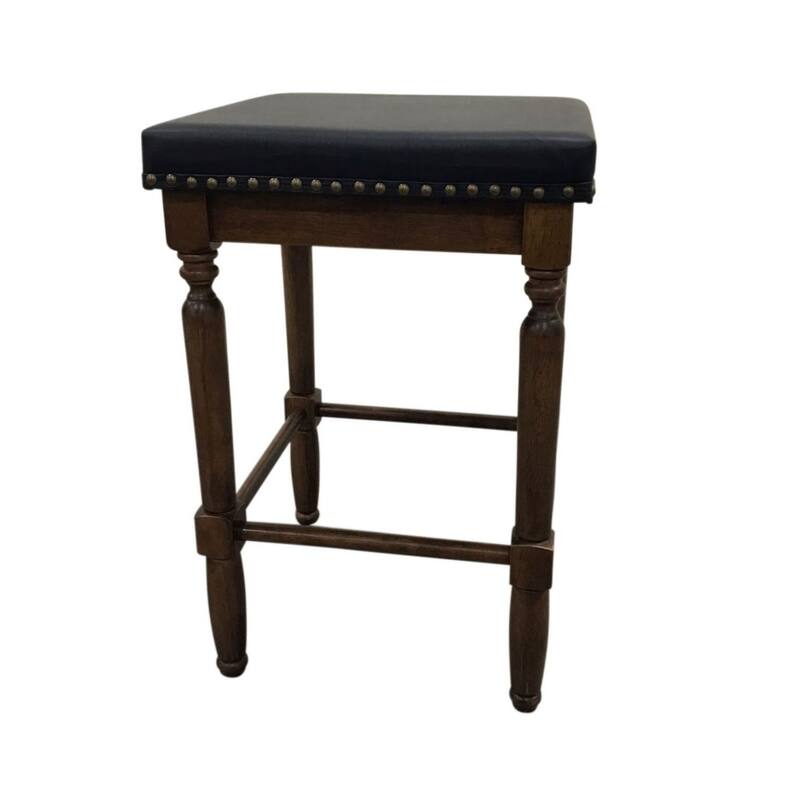 Square Upholstered Seat Barstools - 24" - Set of 2 - Black and Brown