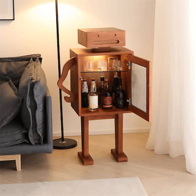 Black Walnut Robot Storage Cabinet, Accent Furniture