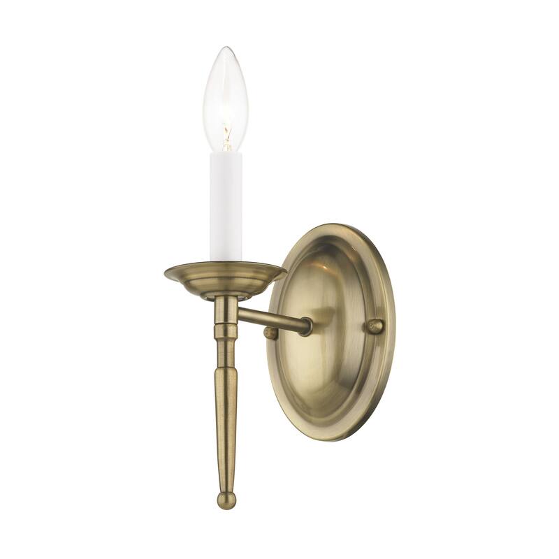 Livex Lighting 1 Light Antique Brass Wall Sconce, 5121-01 - 4.25" W X 9.25"H X 6" EXT