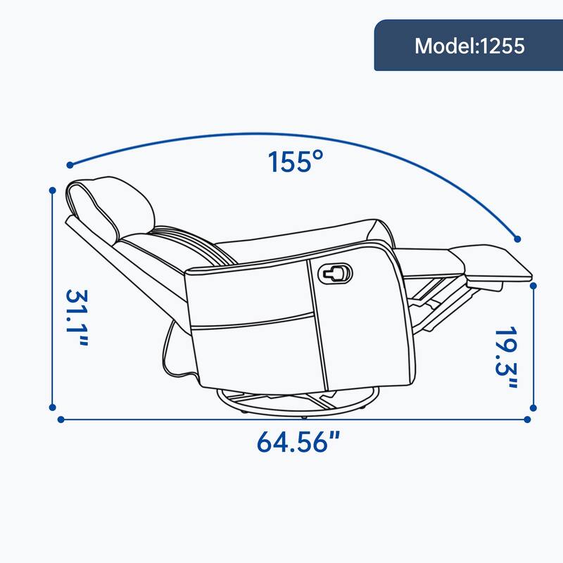 Swivel Recliner Chair with Heat & Massage, Heavy Duty Manual Recliner Chair, Glider Rocker Chair with Side Pocket