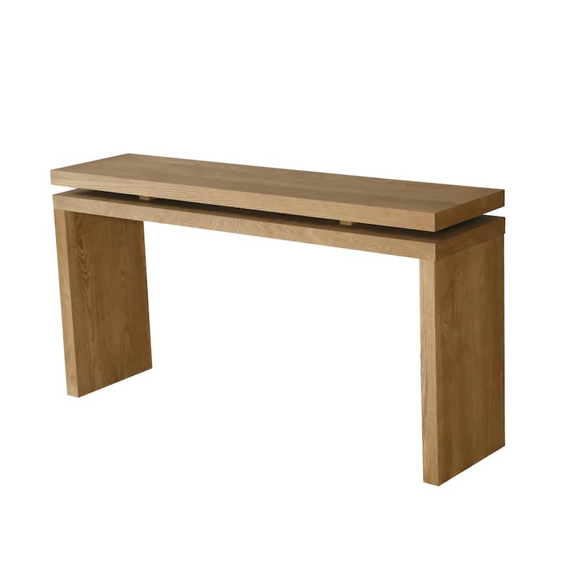 Retro Wooden Entryway Table with Double Board Suspension Design