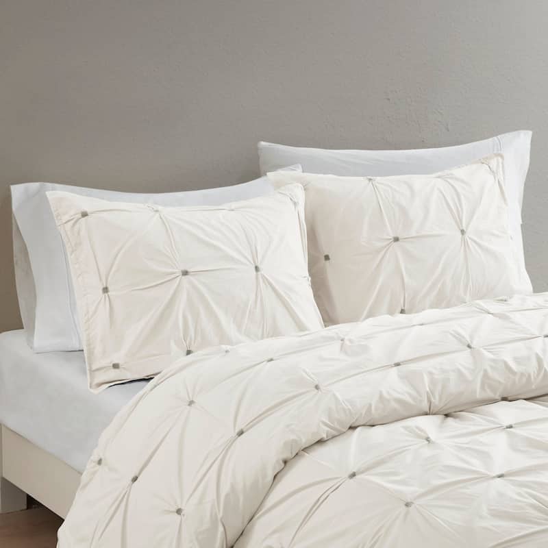 INK+IVY Masie 3 Piece Embroidered Cotton Duvet Cover Set