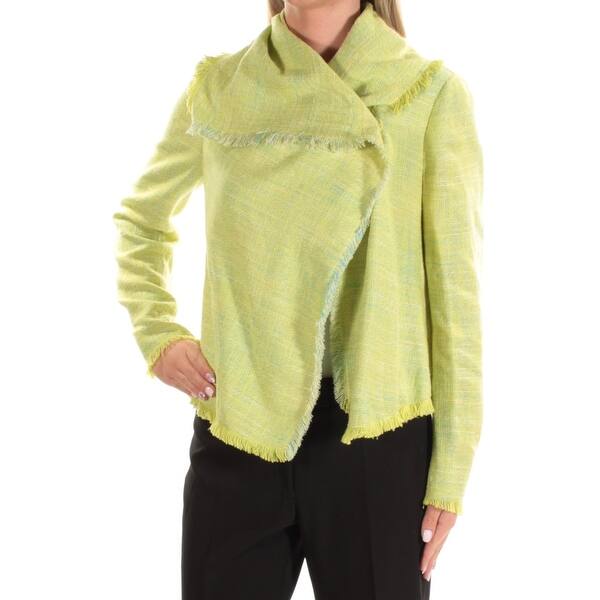 Shop Anne Klein Womens Green Frayed Blazer Wear To Work Jacket