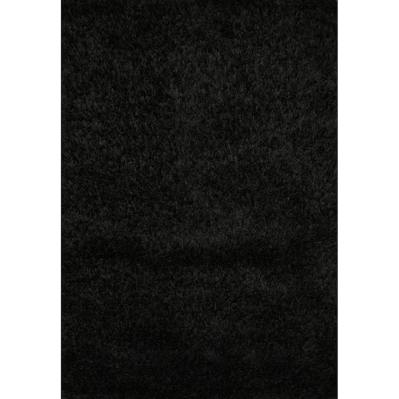 Hand Knotted Oriental 100% Wool Carpet Modern Contemporary Black Shaggy Area Rug - 5' 9'' X 3' 11''