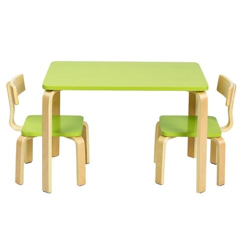 3 Piece Kids Wooden Activity Table and 2 Chairs Set - 30.5" x 21" x 21" (L x W x H)