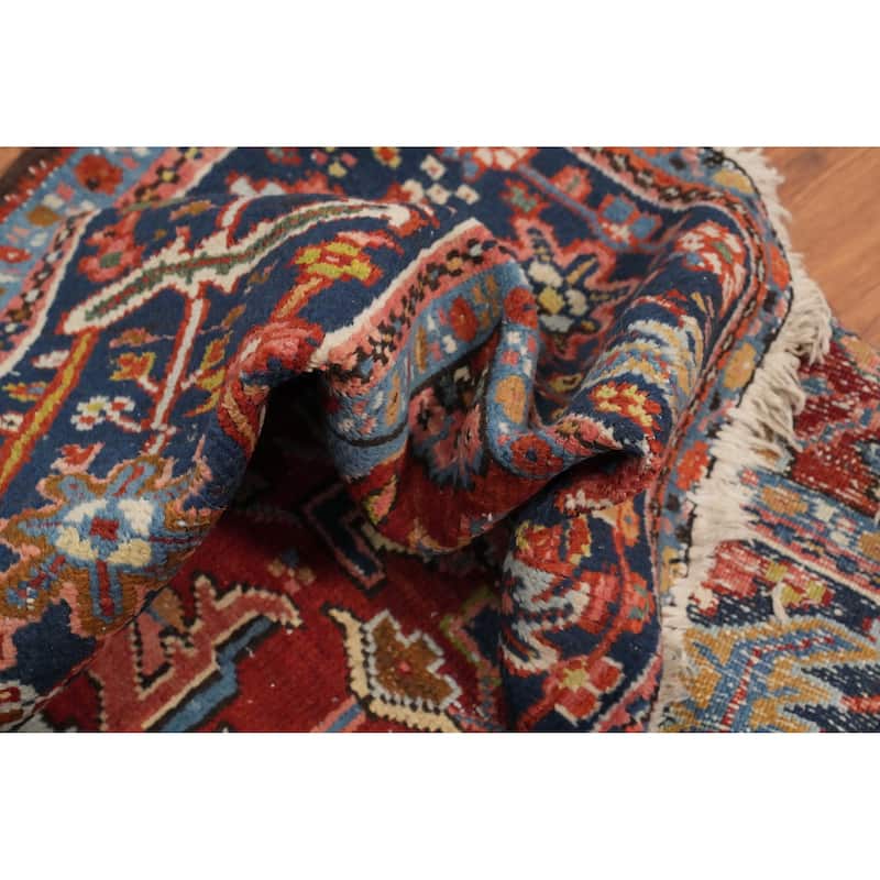 Hand Knotted Oriental 100% Wool Carpet Traditional Floral Red Heriz (serapi) Area Rug - 10' 5'' X 7' 2''