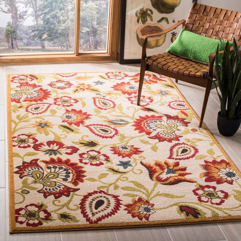 SAFAVIEH Newbury Gustie Modern Floral Rug - 3' x 5' - Ivory/Gold