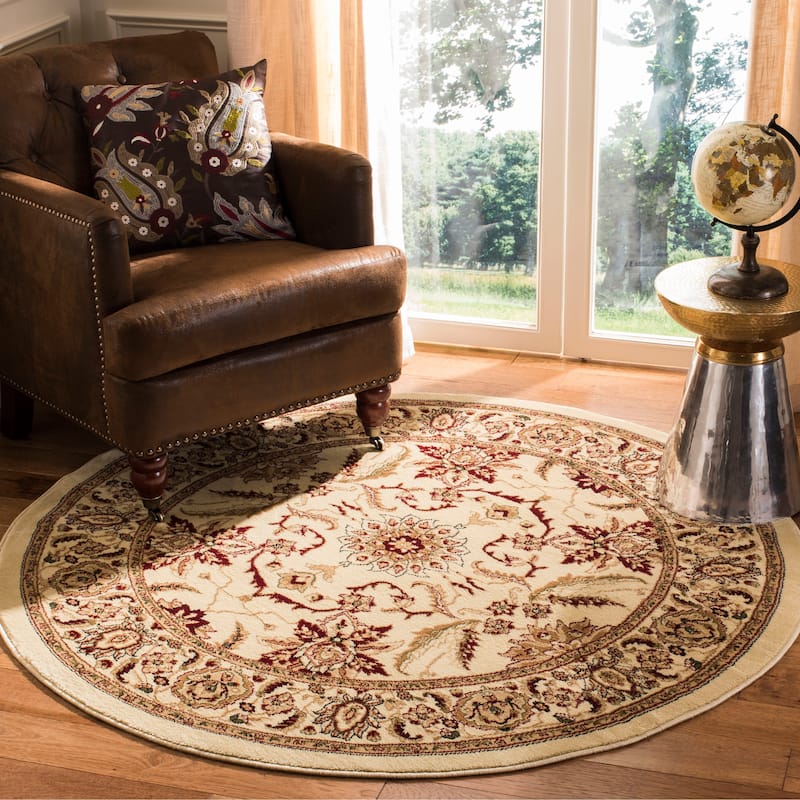 SAFAVIEH Lyndhurst Barbla Traditional Oriental Rug - 5'3" Round - Ivory/Ivory