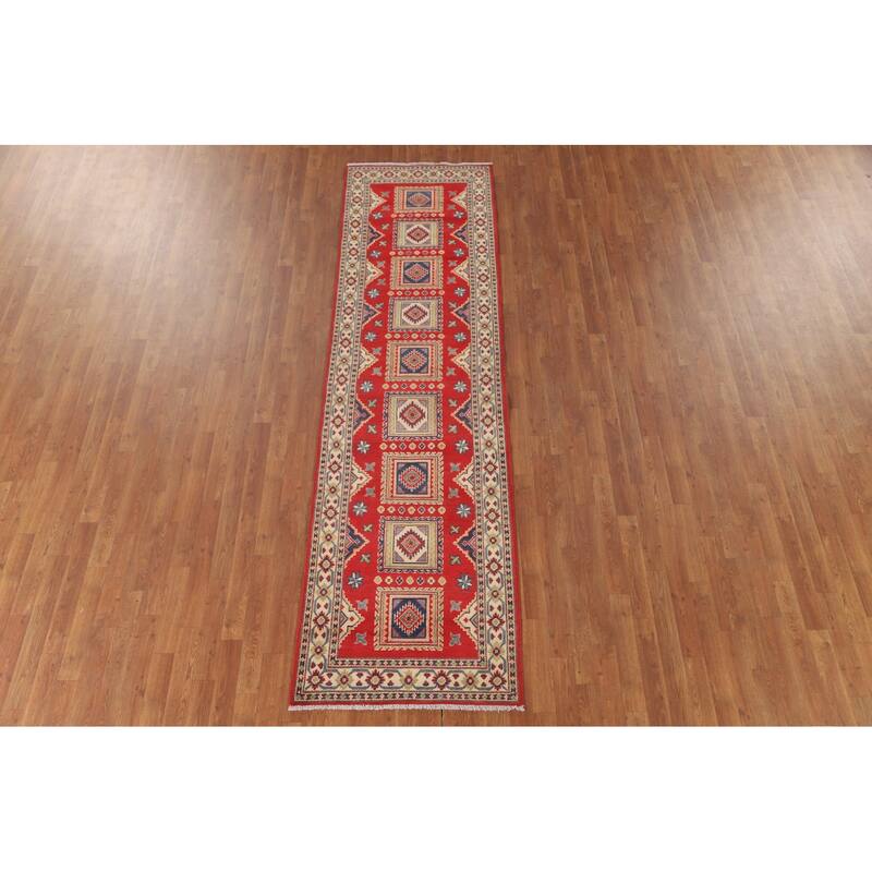 Traditional Kazak Runner Rug Hand-Knotted Wool Carpet - 2'9" x 10'0"