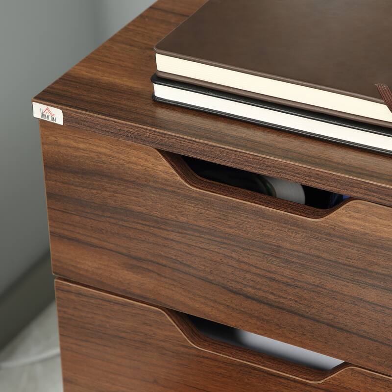 HOMCOM 3 Drawer Mobile File Cabinet, Rolling Printer Stand, Vertical Filing Cabinet