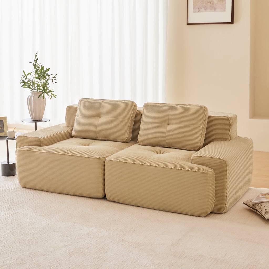 Rossetta Modern Modular Sectional​ Corduroy Fabric Ribbed Texture Deep Seat Sofa