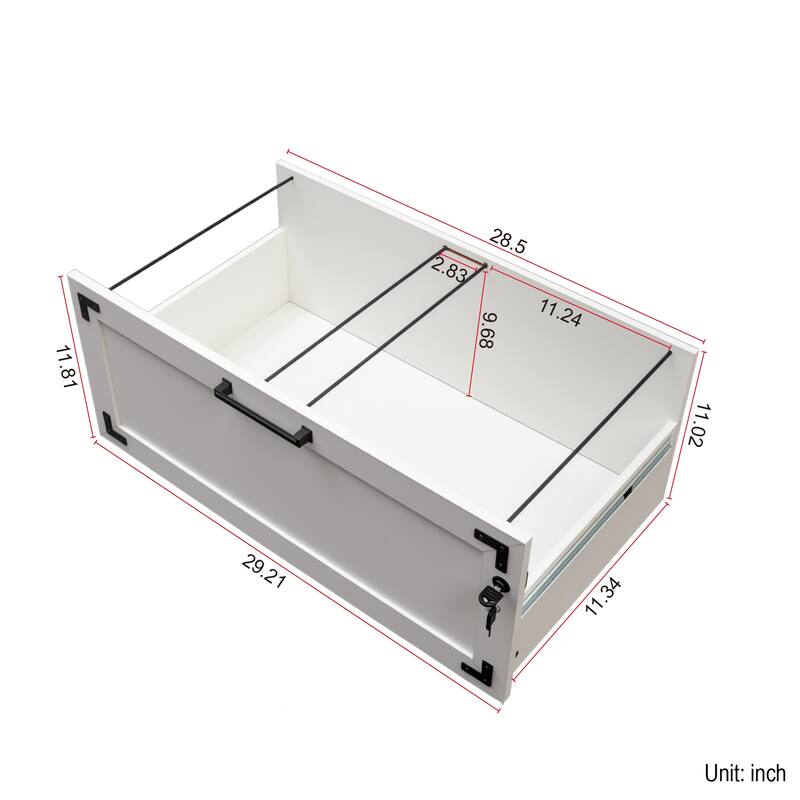 Roomfitters 2-Drawer Farmhouse File Cabinet with Lock, Wooden Filing Cabinet for Home Office Organization