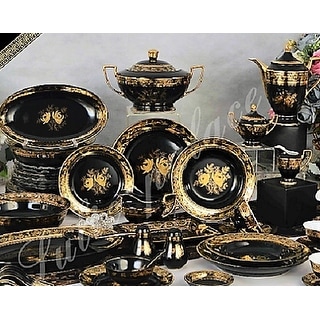 Luxury Design Palace black and gold dinnerware set Bed Bath