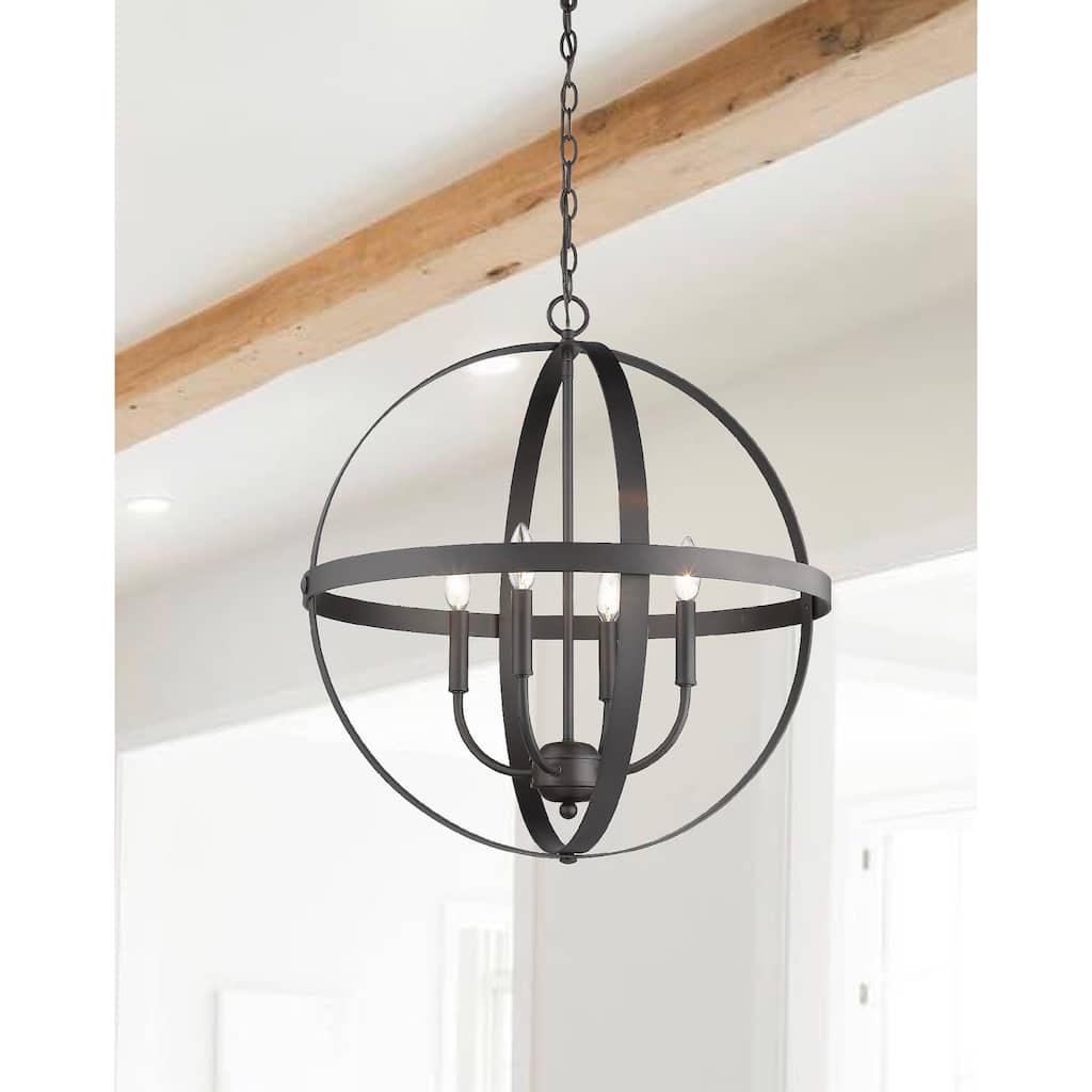 Oil Rubbed Bronze Globe 4 Light 24" x 25" Pendant