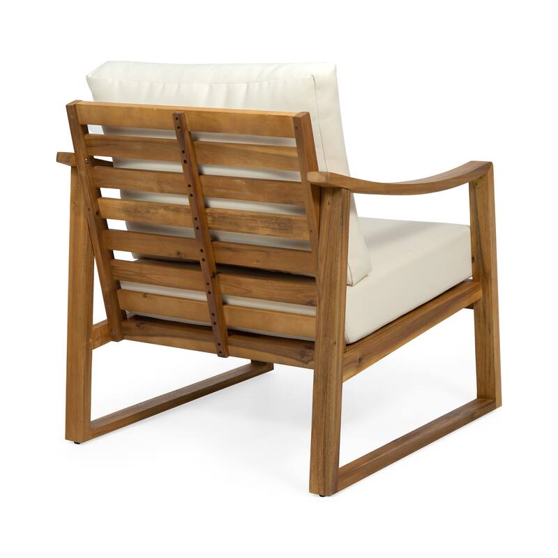 Samwell Outdoor Acacia Club Chairs w/ Water-resistant Cushions (Set of 2) by Christopher Knight Home