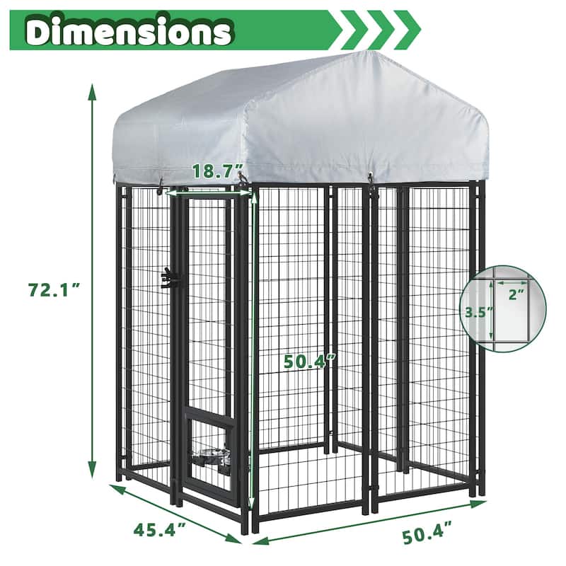 BOSSIN Large Outdoor Dog Kennel Galvanized Steel Fence with UV-Resistant Oxford Cloth Roof & Secure Lock