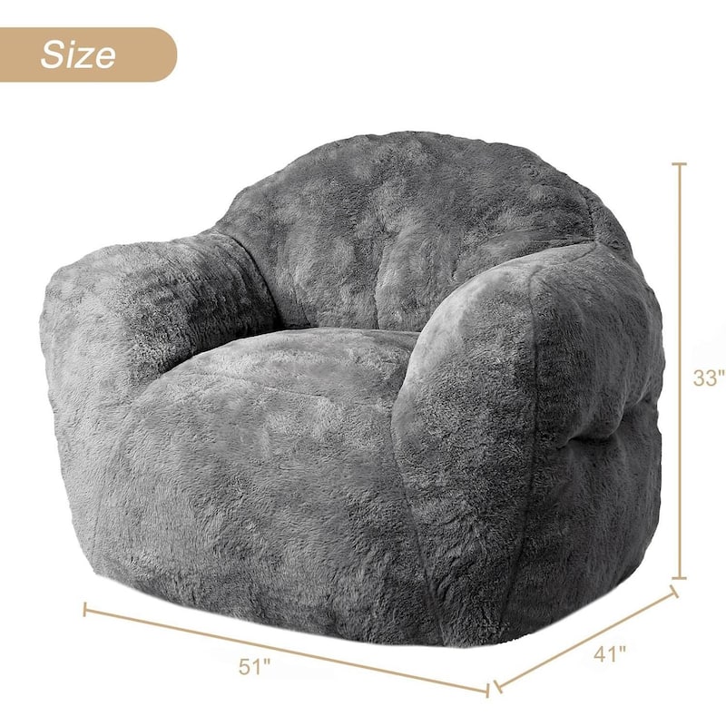 Extra Large Pre-Filled Dark Grey Bean Bag Chair Sofa for Living Room Bedroom
