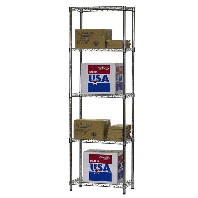 Shelving.com Chrome Wire Shelving with 5 Shelves - 12"d x 24"w