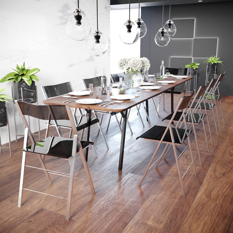 Menno Modern Foldable Acrylic Dining Chair with Gold/Black/Chrome Metal Frame and Transparent Seat for Indoor Outdoor