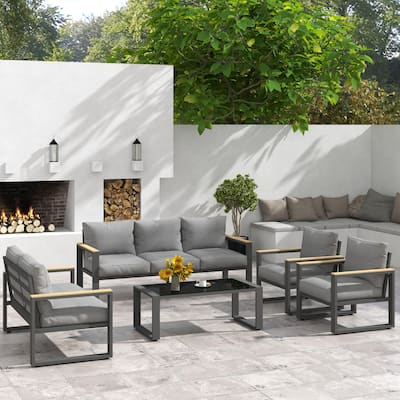 Aluminum Patio Furniture Set 5 Piece Outdoor Conversation Set with Coffee Table