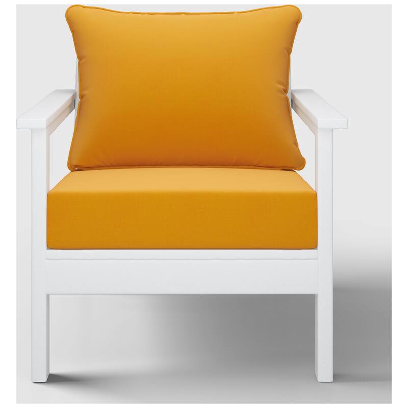 Birchwood All Weather HDPE Outdoor Patio Deep Seating White Club Chair With Cushions (1-Piece)