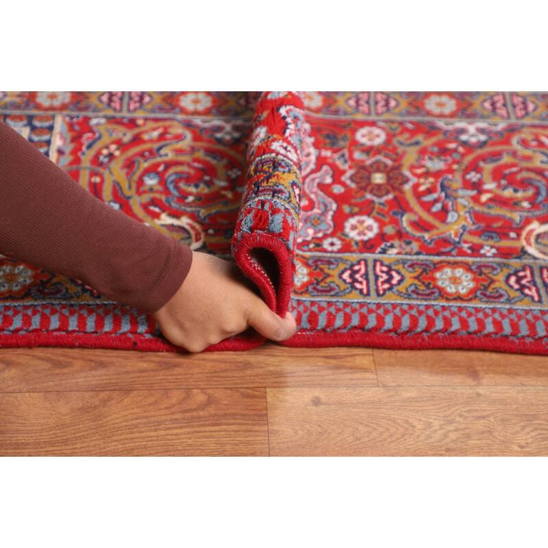 Red Pictorial Animals Kashan Turkish Area Rug Machine Made Carpet - 9'7" x 13'2"