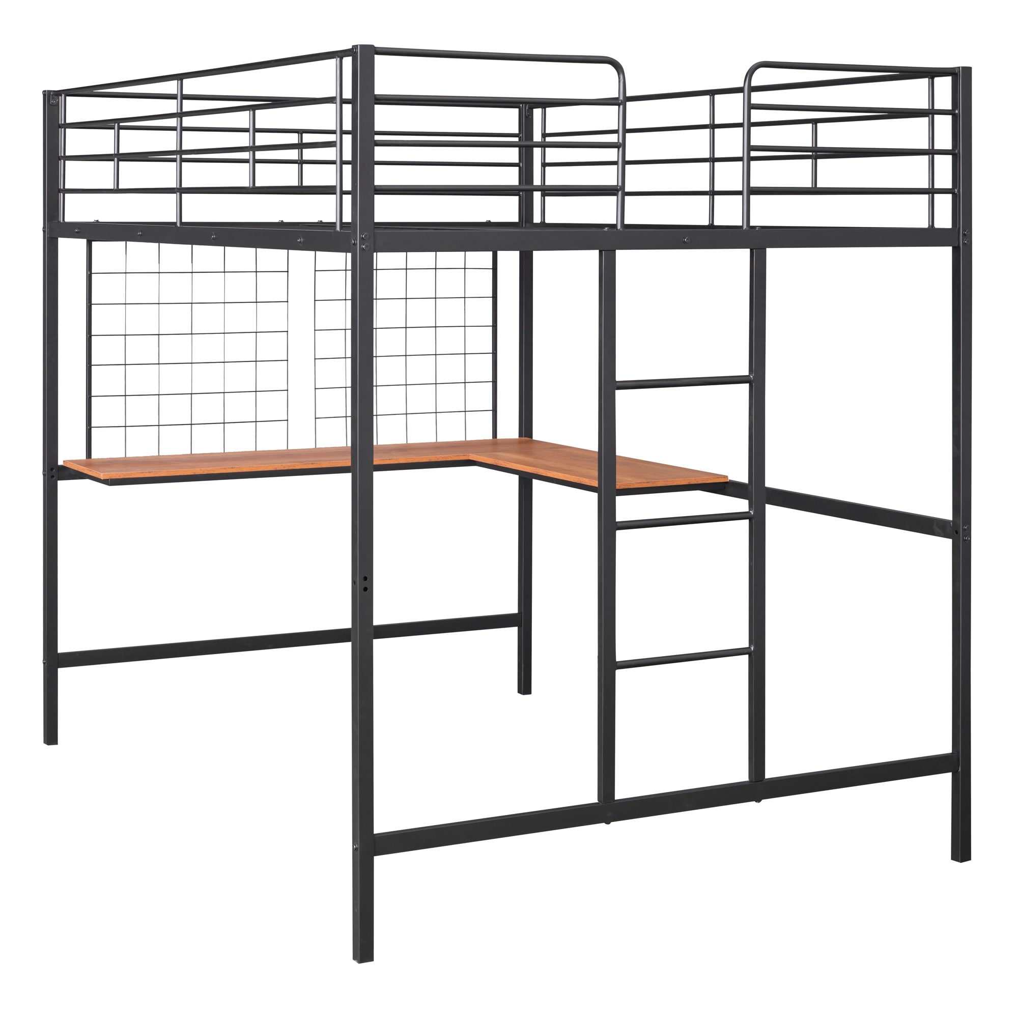 Metal loft hotsell bed with desk