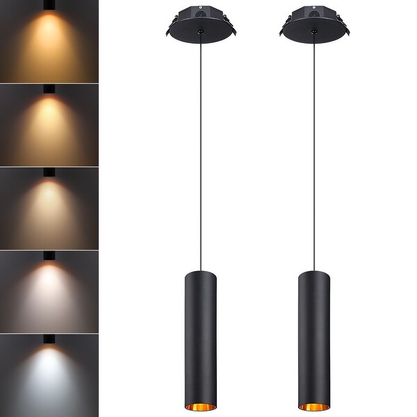 LED 5CCT Hanging Light with Built in J Box Dimmable Pendant Spotlight 2Pack