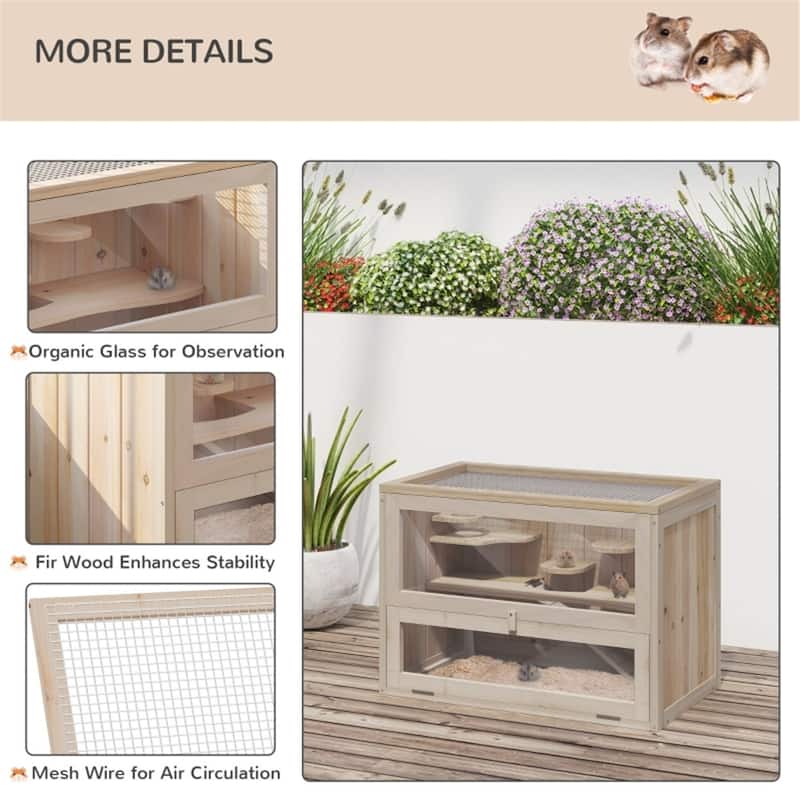 Wooden Hamster Cage - Multi