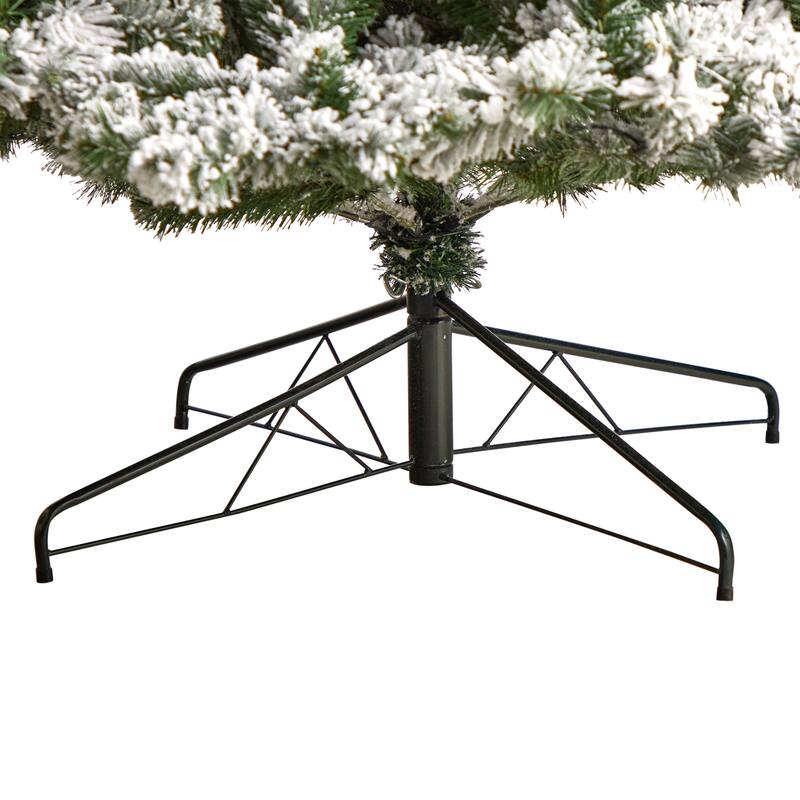 9' Flocked West Virginia Fir Artificial Christmas Tree, Warm Clear LED - 9 Foot