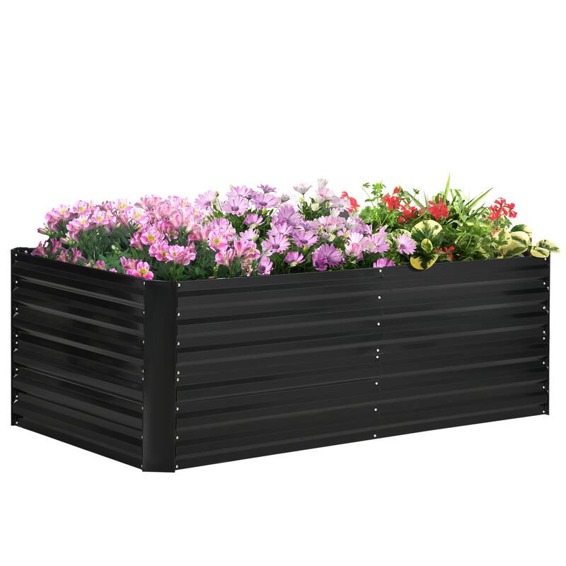 Galvanized Raised Garden Bed Metal Raised Rectangular Flower Beds Weather-Resistant Raised Flower Beds with Open Bottom
