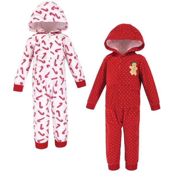 slide 1 of 1, Hudson Baby Toddler Girl Fleece Jumpsuits, Coveralls, and Playsuits 2pk, Sugar Spice 2T - Red