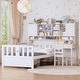 preview thumbnail 2 of 10, Kids Twin Size Bed Frame with Storage Bookcase, Wood Multi-Functional Platform Bed w/ Built-in Desk and Matching Chair, White