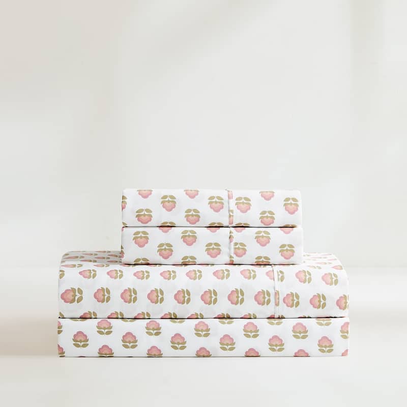Lush Decor Prisha Floral Peach Sheet Set