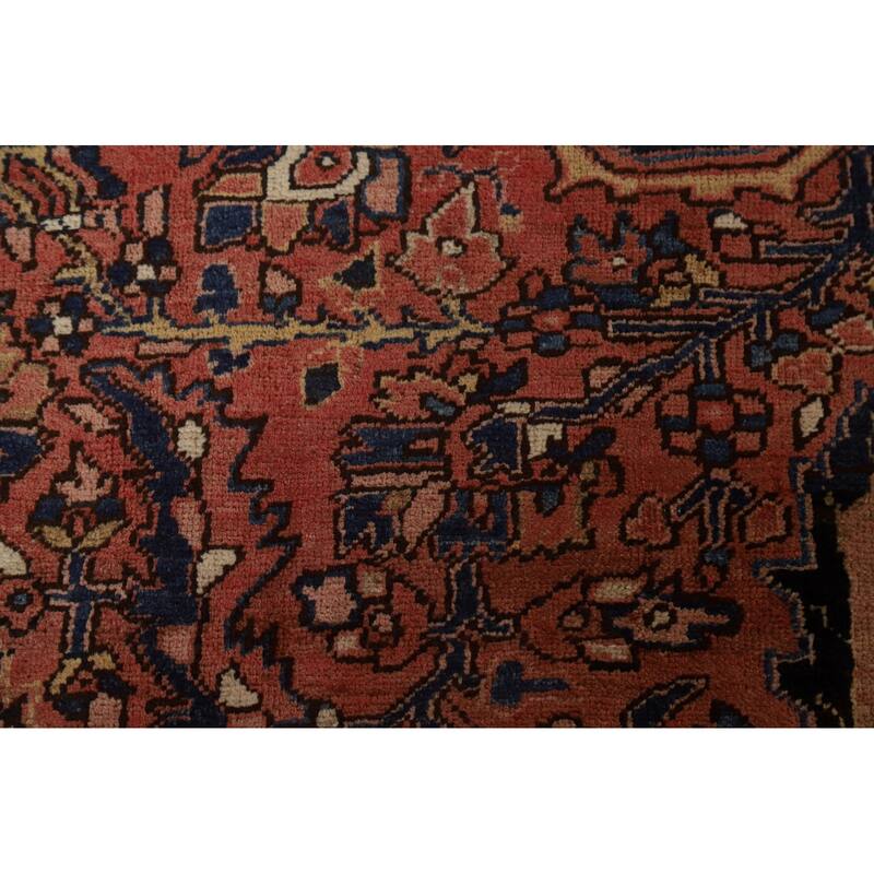 Hand Knotted Oriental 100% Wool Carpet Traditional Floral Red Heriz Area Rug - 11' 2'' X 8' 2''