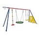 preview thumbnail 3 of 8, Rinbow colour interesting three swingset with Textilene swing and Tree Swing Disc metal plastic safe swing seat