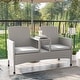 preview thumbnail 2 of 19, Furniture of America Lulu Patio Loveseat with Built-in Glass End Table