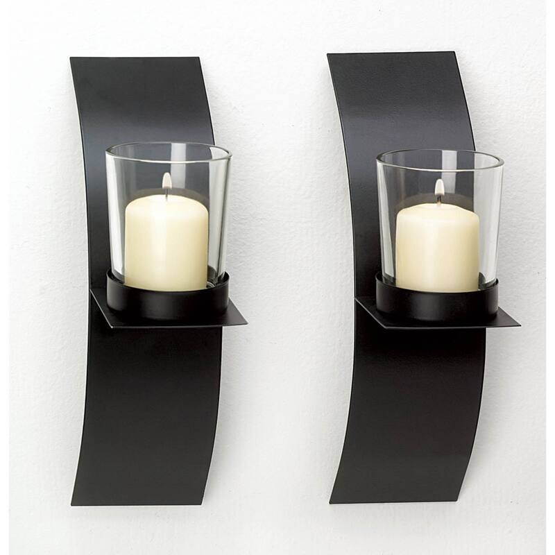 2-Piece Black Clear Candle Wall Sconces 10.75" (Pack of 2)
