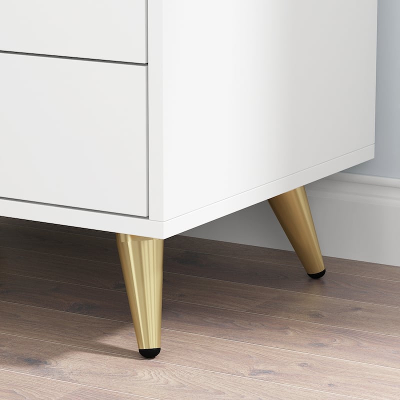 21.2'' Tall End Table Sofa Coffee Nightstand in White Metal Leg