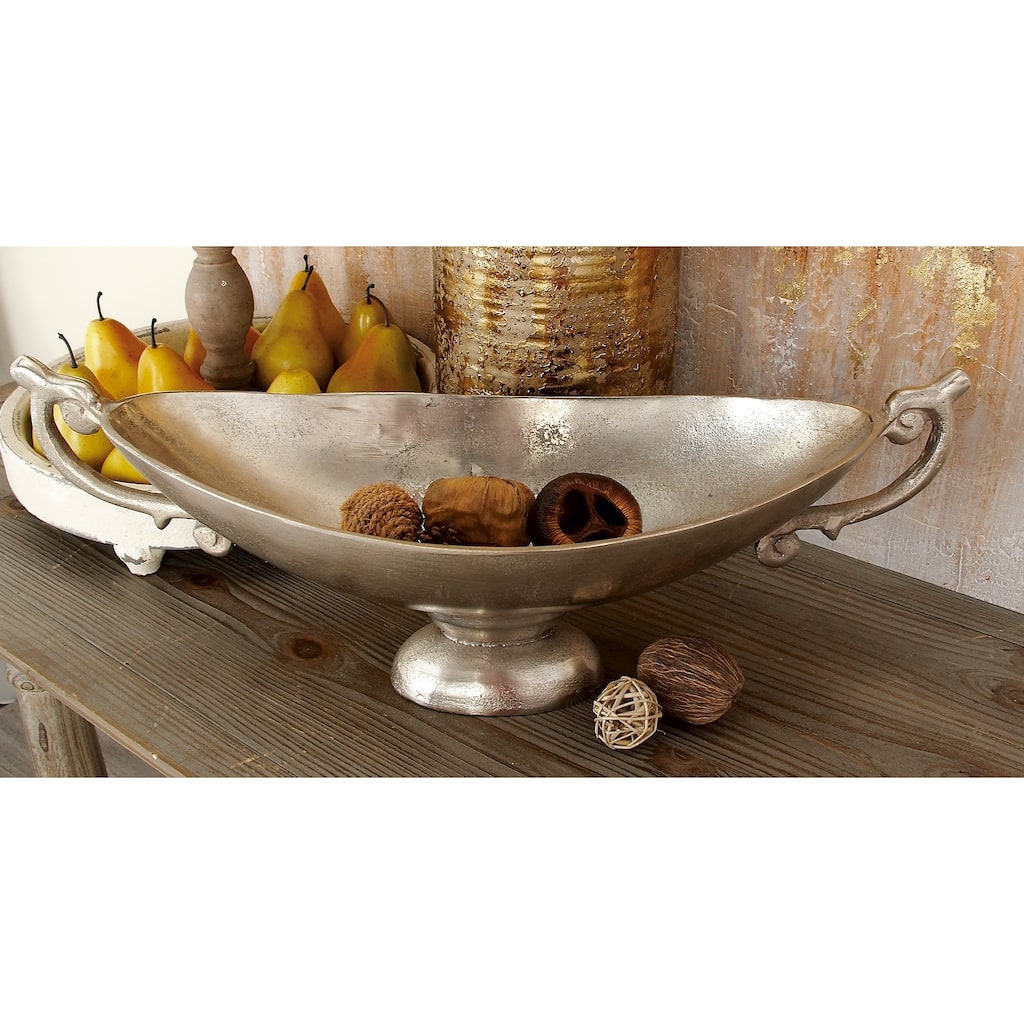 Silver Aluminum Metal Decorative Decorative Bowl with Handles