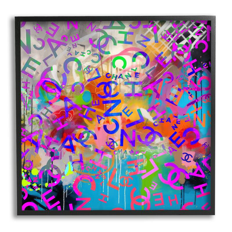 Stupell Modern Glam Logos Framed Giclee Art Design by Ziwei Li - 24 x 24 - Black